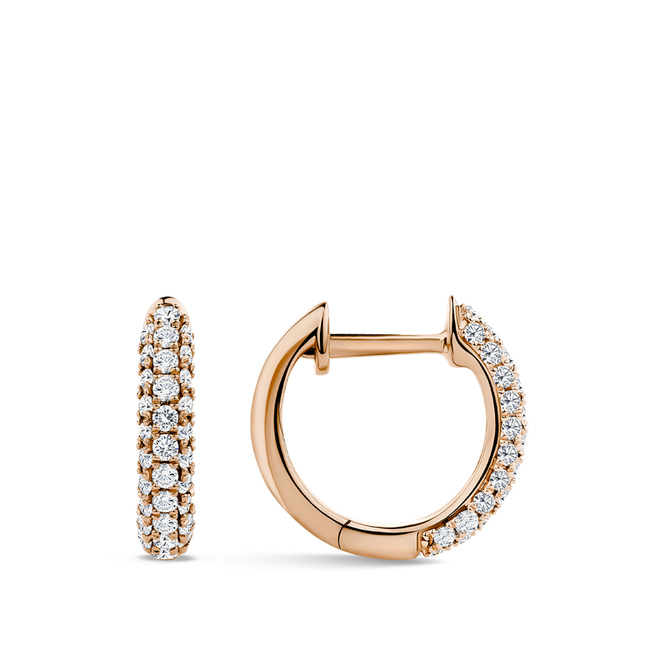Ear Party Pavé Diamond Huggie Earrings in 18ct Rose Gold Hardy Brothers Jewellers