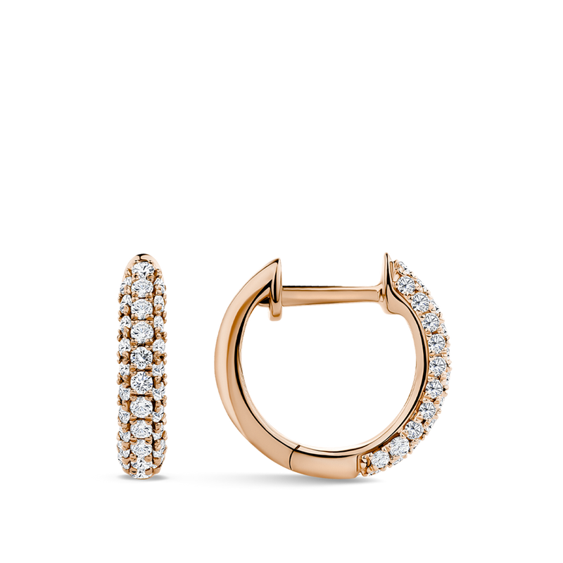 Ear Party Pavé Diamond Huggie Earrings in 18ct Rose Gold Hardy Brothers Jewellers