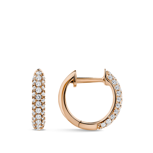 Ear Party Rose Gold Pav Diamond Huggie Earrings in 18ct Gold