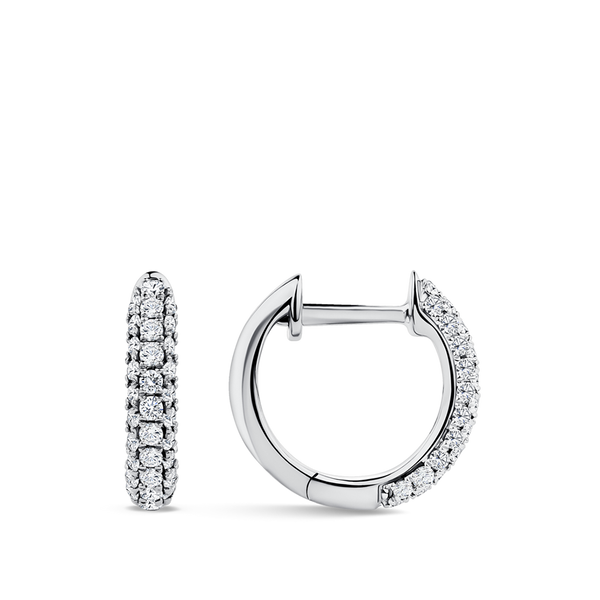 Ear Party Pavé Diamond Huggie Earrings in 18ct White Gold Hardy Brothers Jewellers