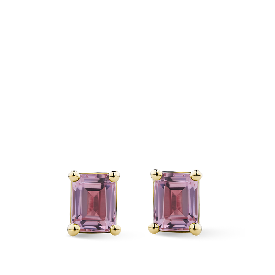 Ear Party Pink Tourmaline Stud Earrings in 18ct Yellow Gold Hardy Brothers Jewellers