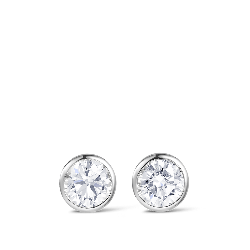 Quintessential 0.50 Carat Bezel Set Diamond Stud Earrings in 18ct White Gold Hardy Brothers Jewellers