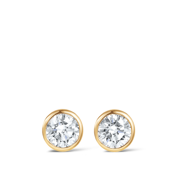 Quintessential 0.50 Carat Bezel Set Diamond Stud Earrings in 18ct Yellow Gold Hardy Brothers Jewellers