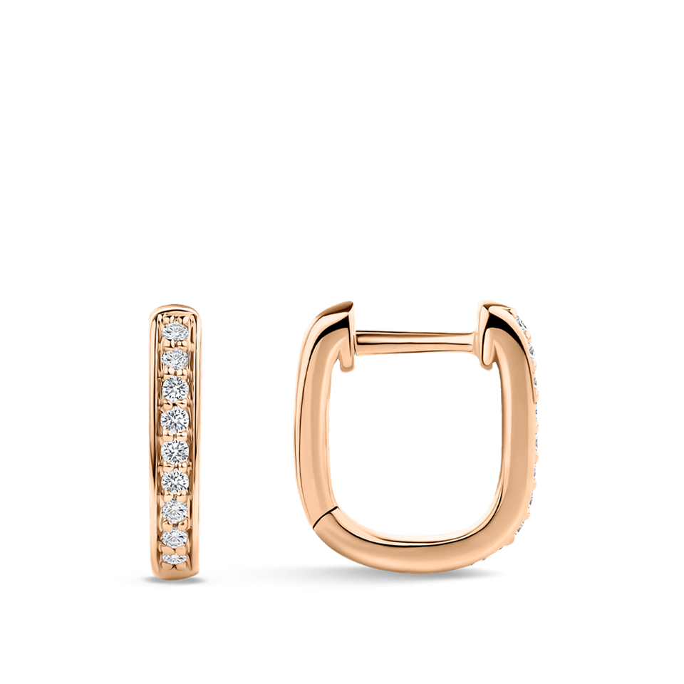 Ear Party Rectangle Diamond Huggie Earrings in 18ct Rose Gold Hardy Brothers Jewellers
