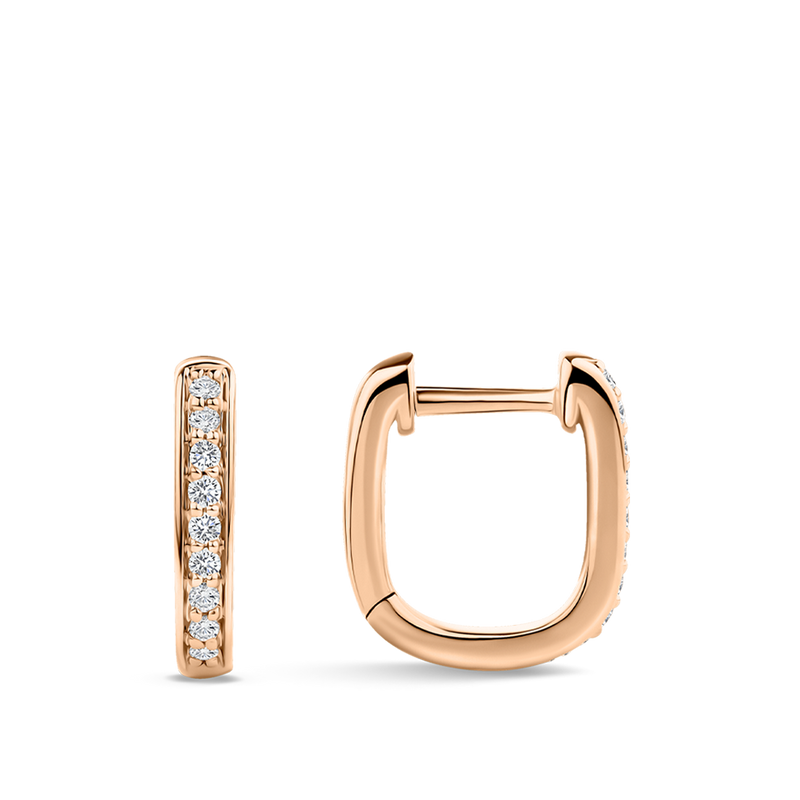 Ear Party Rectangle Diamond Huggie Earrings in 18ct Rose Gold Hardy Brothers Jewellers