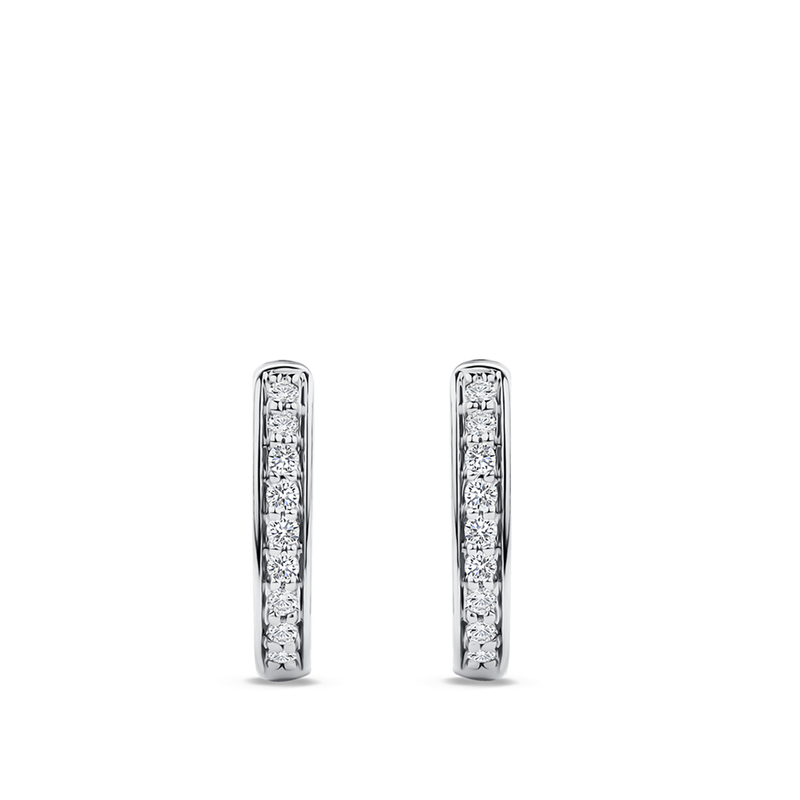 Ear Party Rectangle Diamond Huggie Earrings in 18ct White Gold Hardy Brothers Jewellers