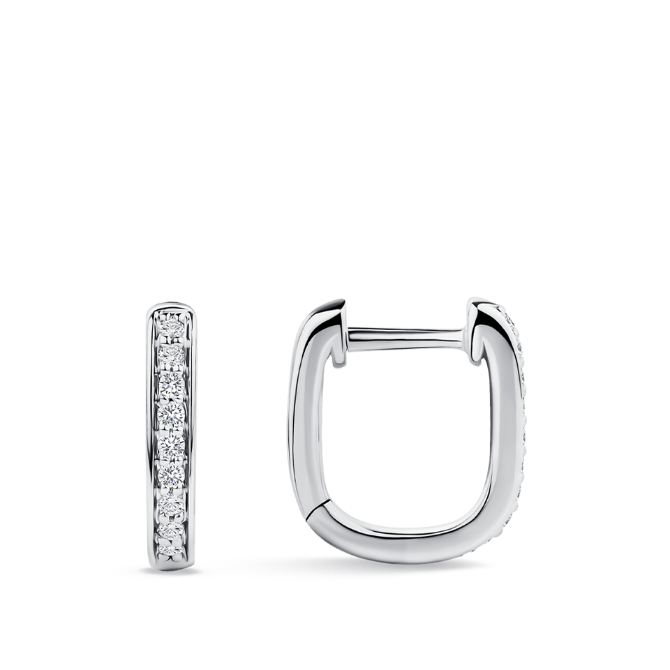 Ear Party Rectangle Diamond Huggie Earrings in 18ct White Gold Hardy Brothers Jewellers