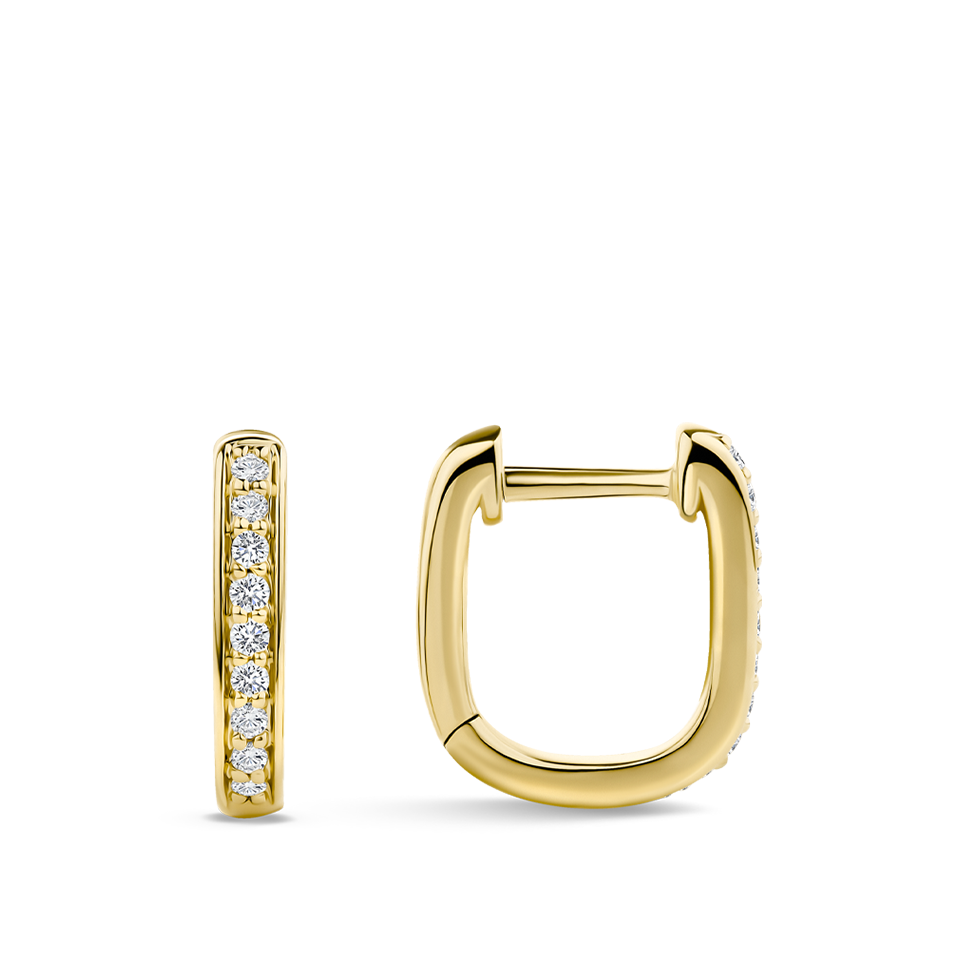 Ear Party Rectangle Diamond Huggie Earrings in 18ct Yellow Gold Hardy Brothers Jewellers