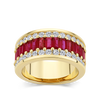 Baguette Statement Ruby and Diamond Ring in 18ct Yellow Gold Hardy Brothers Jewellers