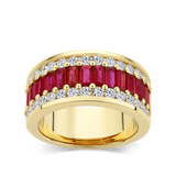 Baguette Statement Ruby and Diamond Ring in 18ct Yellow Gold Hardy Brothers Jewellers