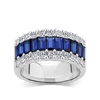 Baguette Statement Sapphire and Diamond Ring in 18ct White Gold Hardy Brothers Jewellers