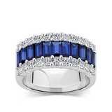 Baguette Statement Sapphire and Diamond Ring in 18ct White Gold Hardy Brothers Jewellers
