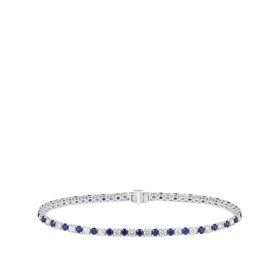 Sapphire and Diamond Tennis Bracelet in 18ct White Gold Hardy Brothers Jewellers