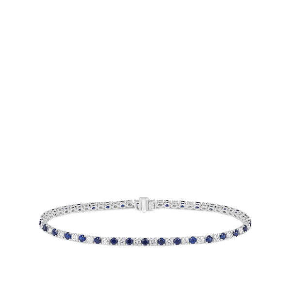 Sapphire and Diamond Tennis Bracelet in 18ct White Gold Hardy Brothers Jewellers