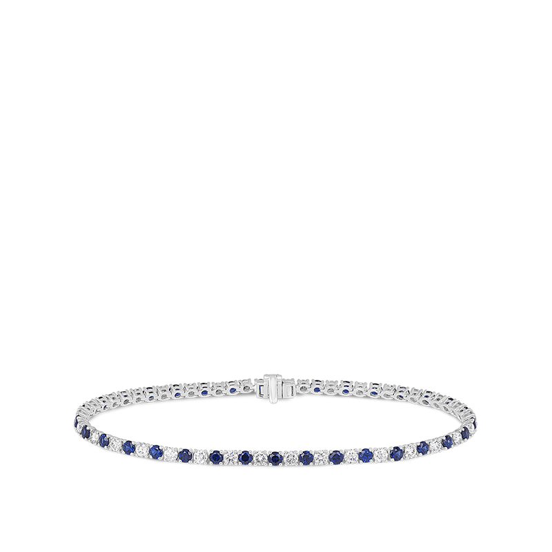 Sapphire and Diamond Tennis Bracelet in 18ct White Gold Hardy Brothers Jewellers