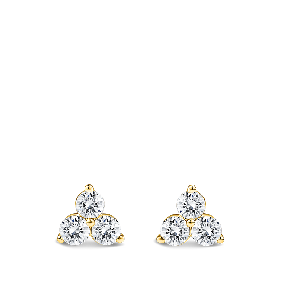 Ear Party Trinity Diamond Stud Earrings in 18ct Yellow Gold Hardy Brothers Jewellers