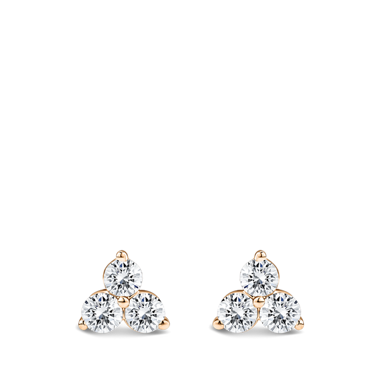 Ear Party Trinity Diamond Stud Earrings in 18ct Rose Gold Hardy Brothers Jewellers