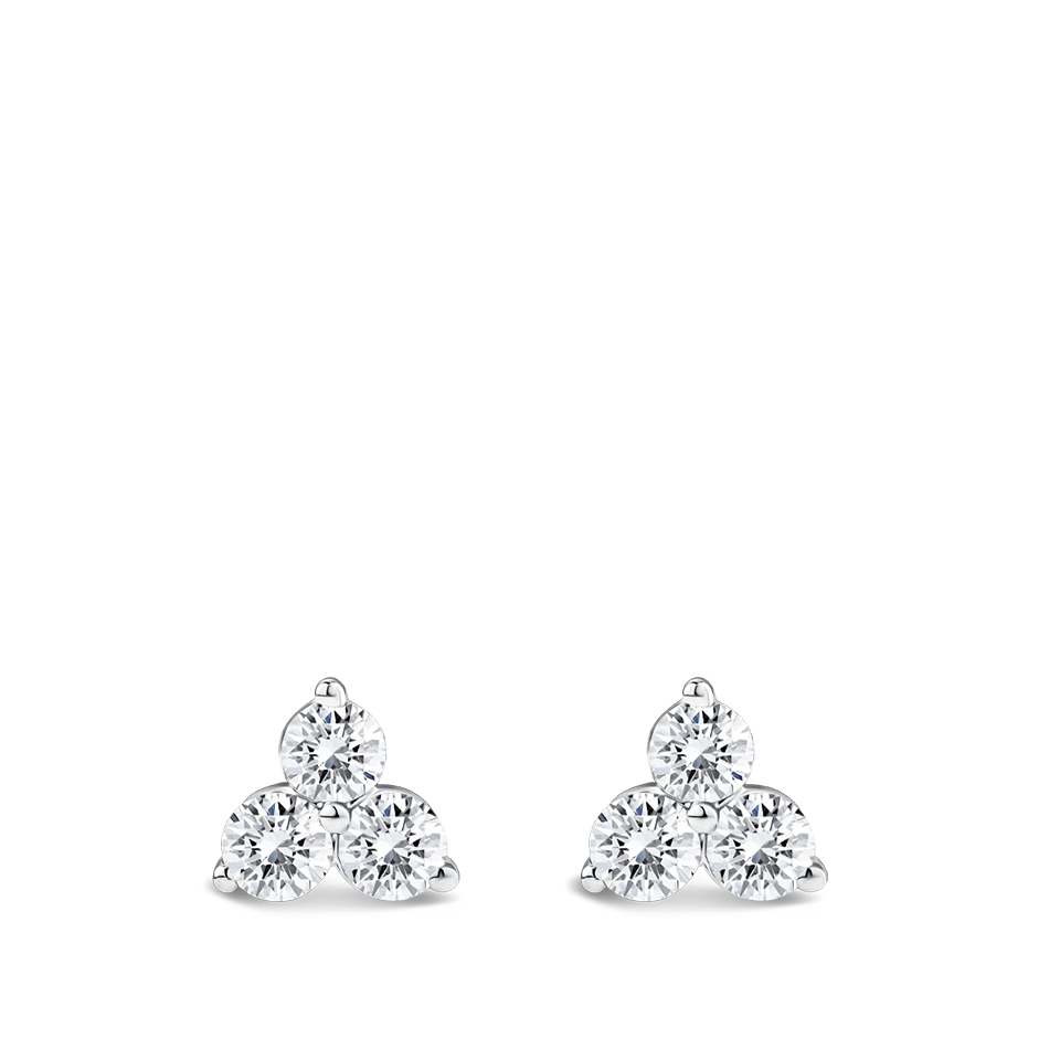 Ear Party Trinity Diamond Stud Earrings in 18ct White Gold Hardy Brothers Jewellers